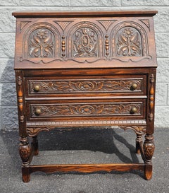 1930s Rockford Furniture Jacobean Style Handcrafted Secretary Desk