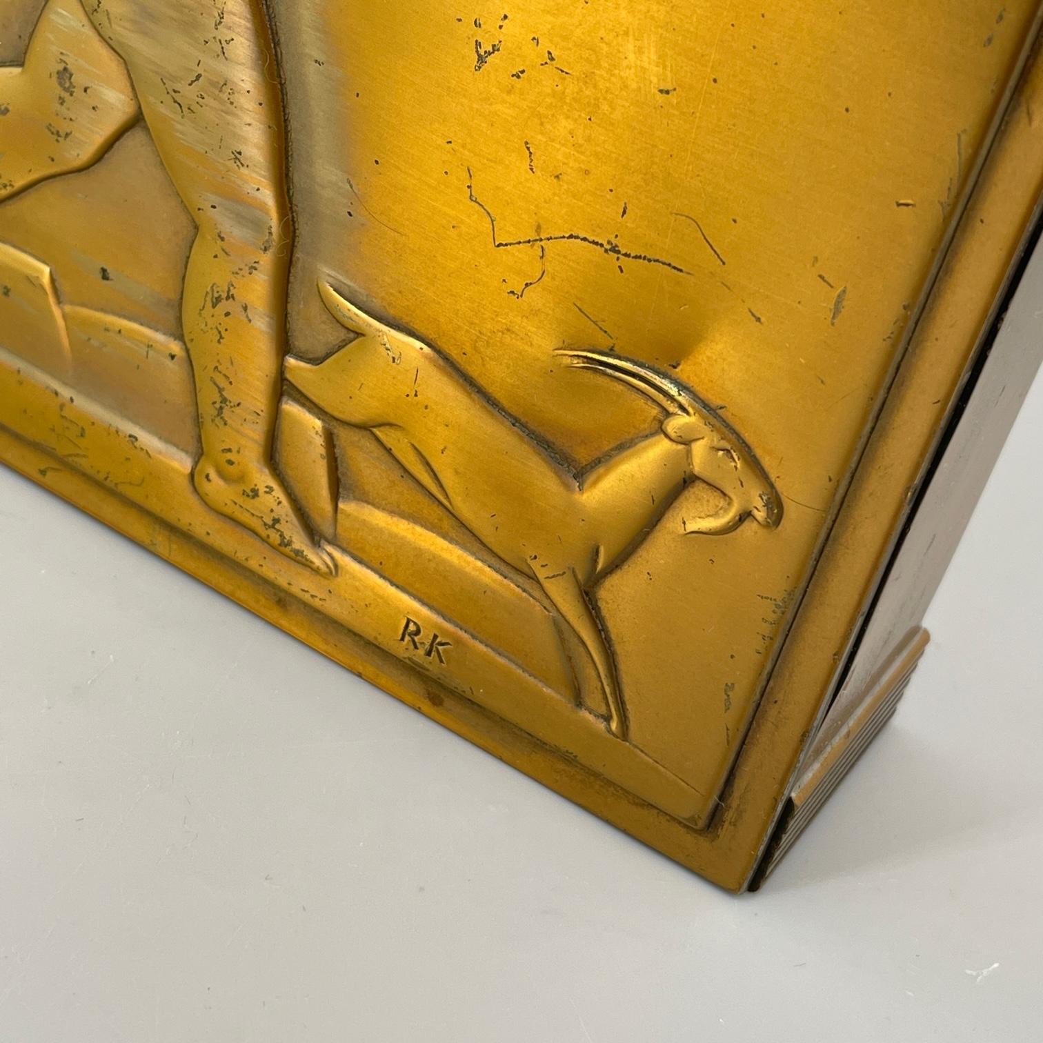 1930s Rockwell Kent Bacchus Copper Cigarette Box Chase Art Deco Relief Sculpture For Sale 5