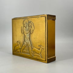 1930er Jahre Rockwell Kent Bacchus Kupfer Zigarettenschachtel Kette Art Deco Relief Skulptur