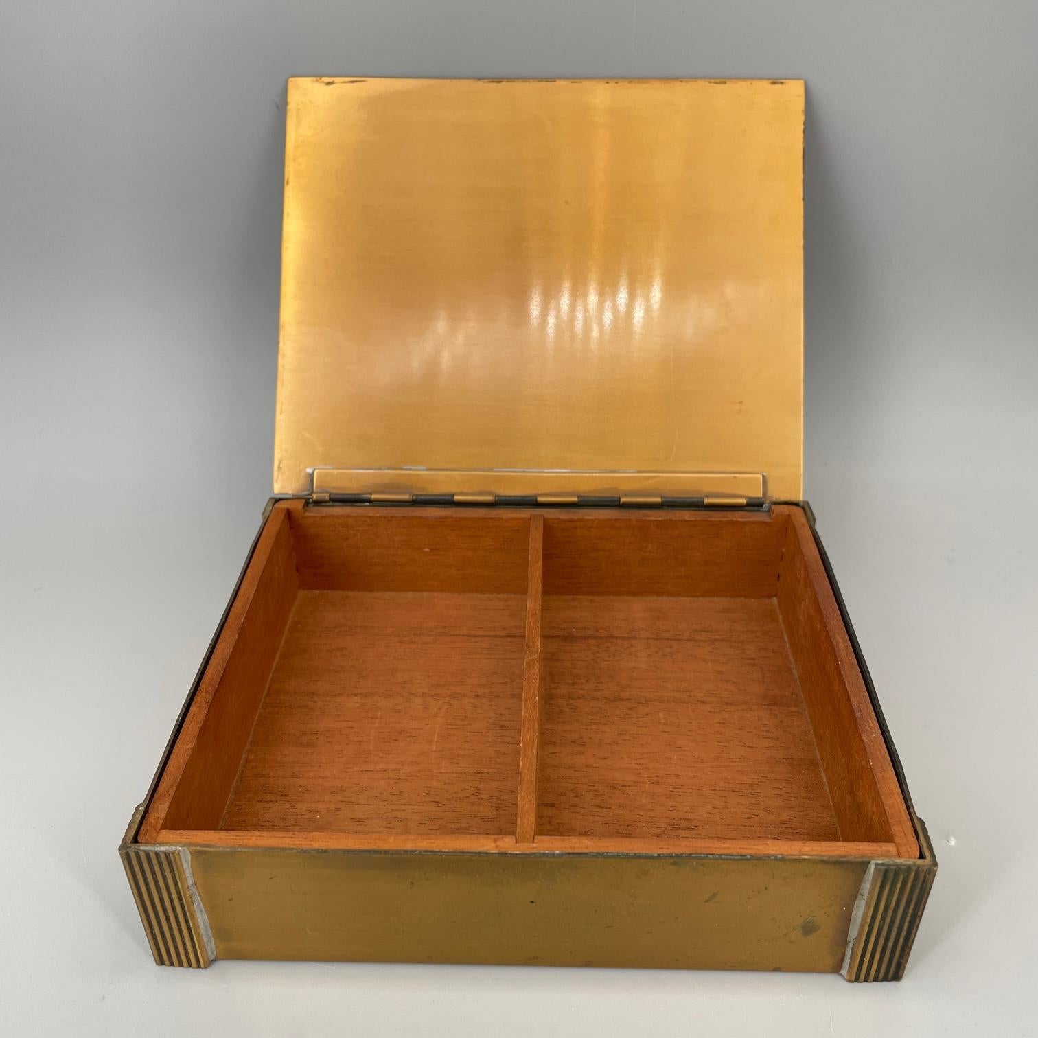 American 1930s Rockwell Kent Bacchus Copper Cigarette Box Chase Art Deco Relief Sculpture For Sale