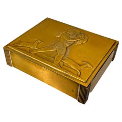 Used 1930s Rockwell Kent Bacchus Copper Cigarette Box Chase Art Deco Relief Sculpture