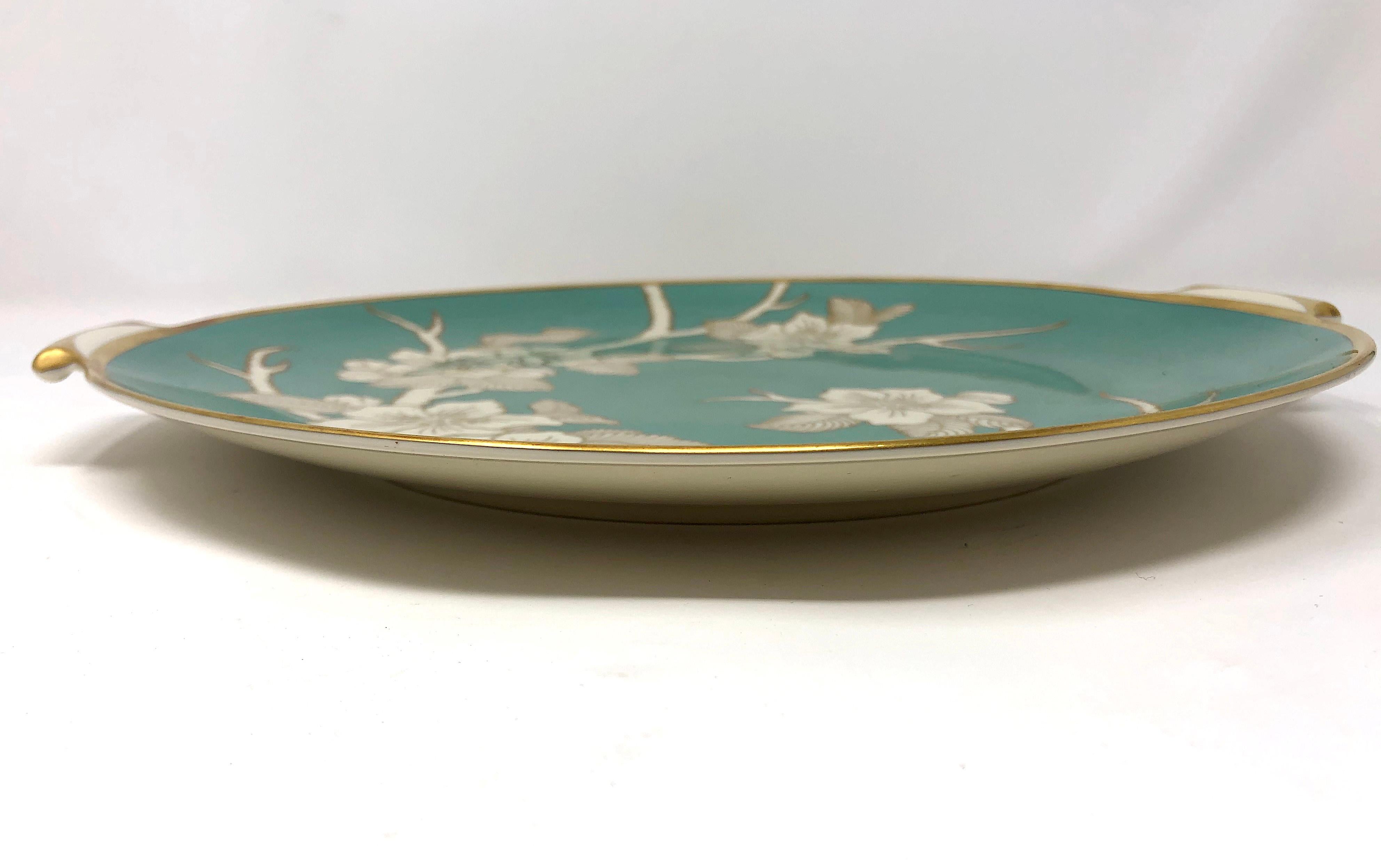 Hand-Painted 1930s Rosenthal Selb Hand Painted Floral Cherry Blossoms Serving Platter For Sale