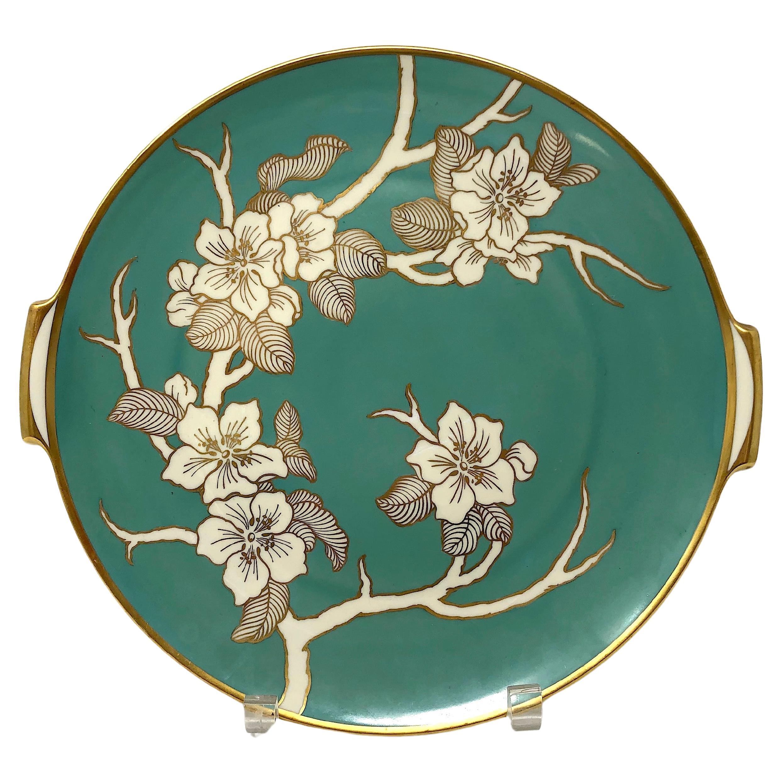 1930s Rosenthal Selb Hand Painted Floral Cherry Blossoms Serving Platter For Sale