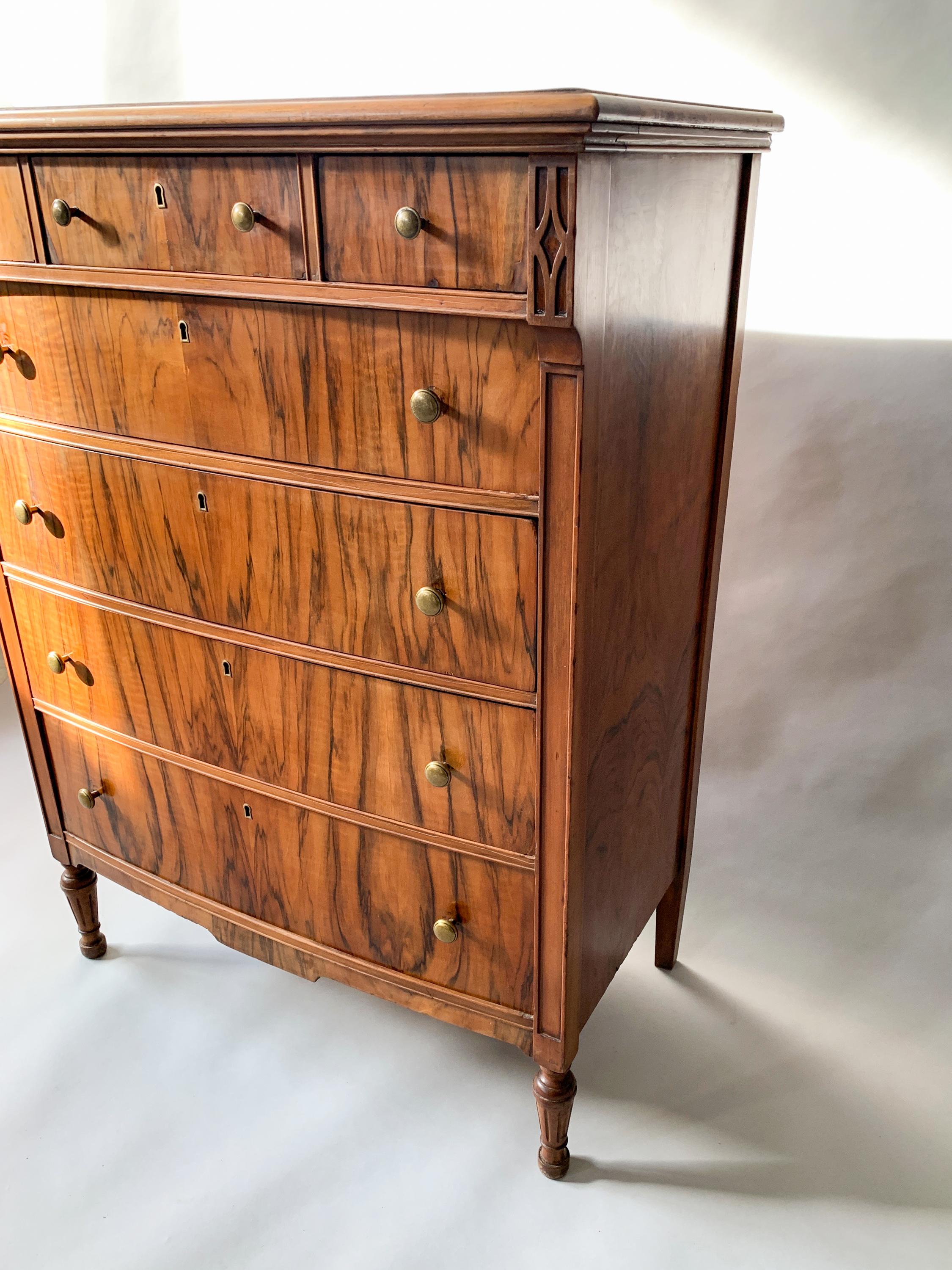 Art Deco 1930s Rosewood English Dresser with Brass Knobs
