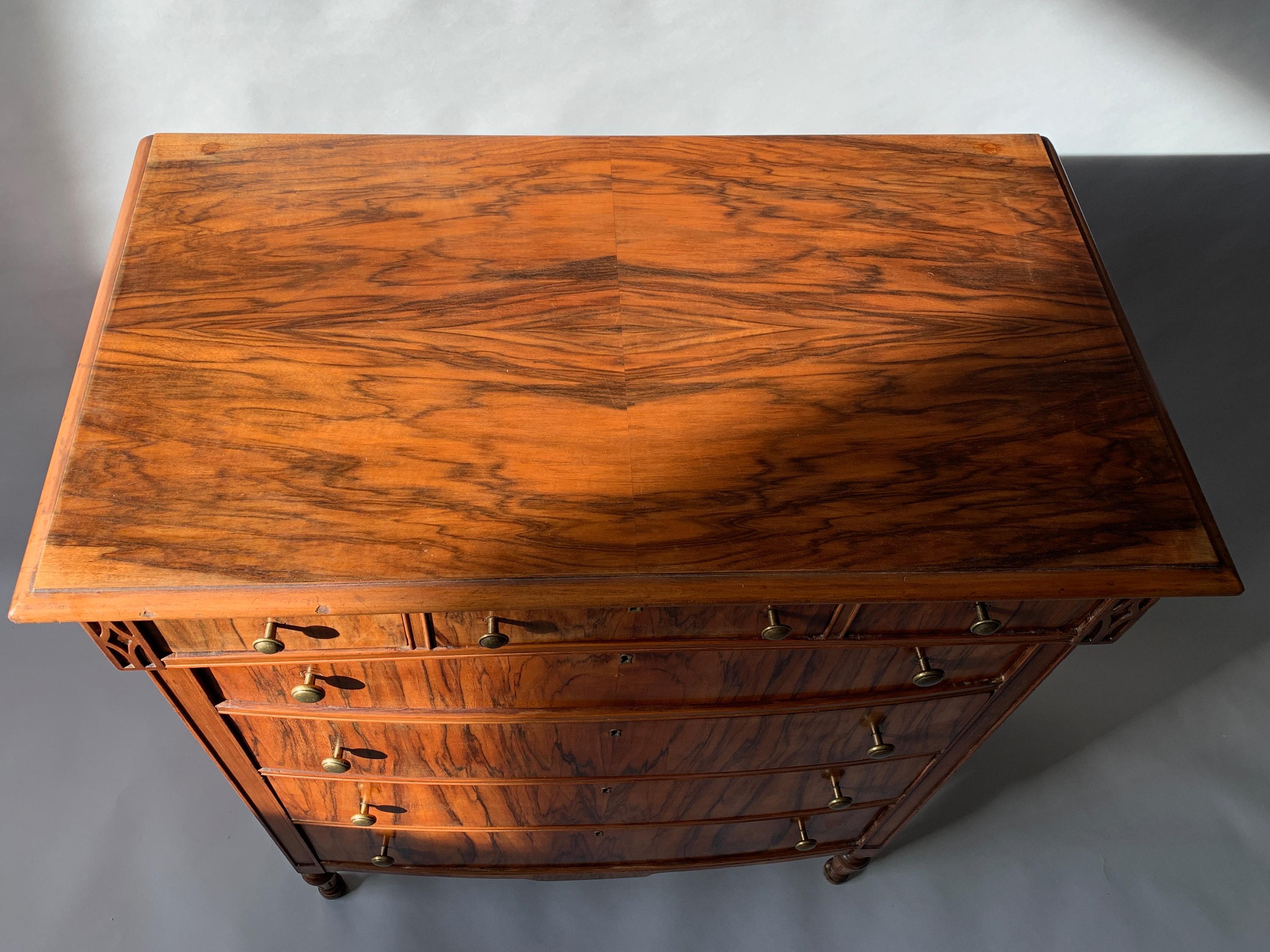 French 1930s Rosewood English Dresser with Brass Knobs