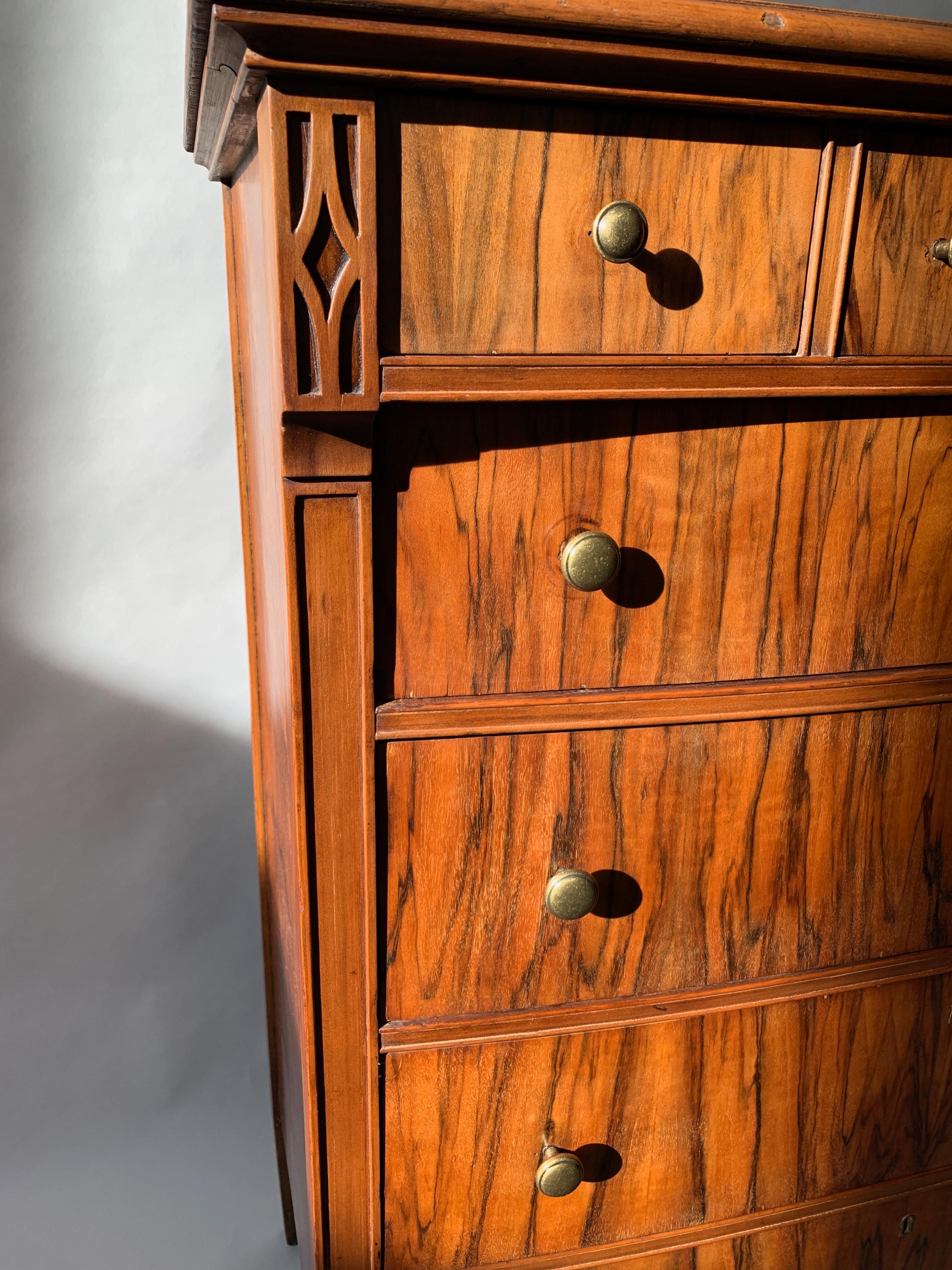 Mid-20th Century 1930s Rosewood English Dresser with Brass Knobs