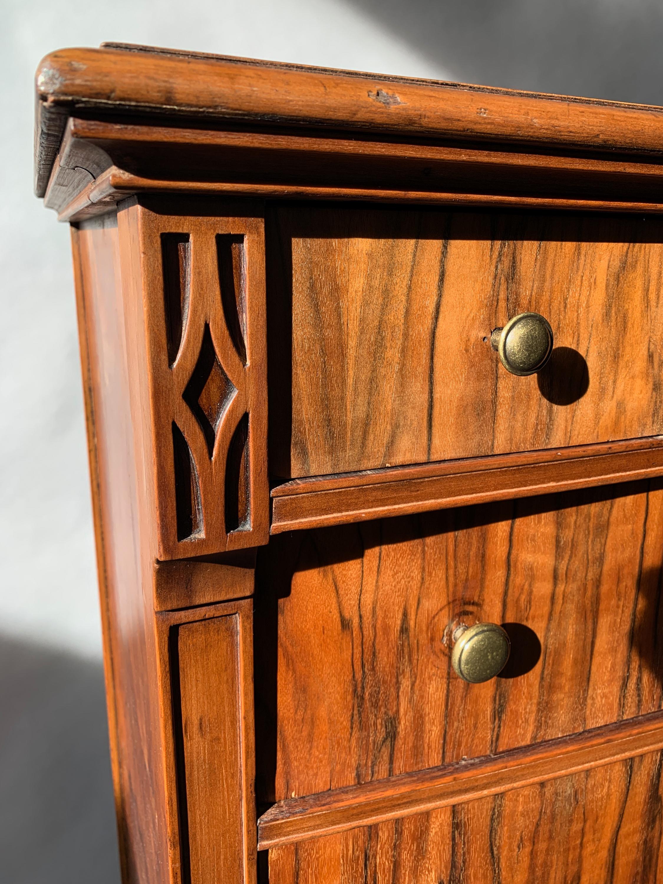 1930s Rosewood English Dresser with Brass Knobs 1