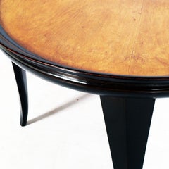 1930s Round Coffee Center Table Art Decò by Gio Ponti in Ebonized Walnut