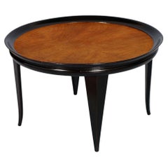 Vintage 1930s Round Coffee Center Table Art Decò by Gio Ponti in Ebonized Walnut