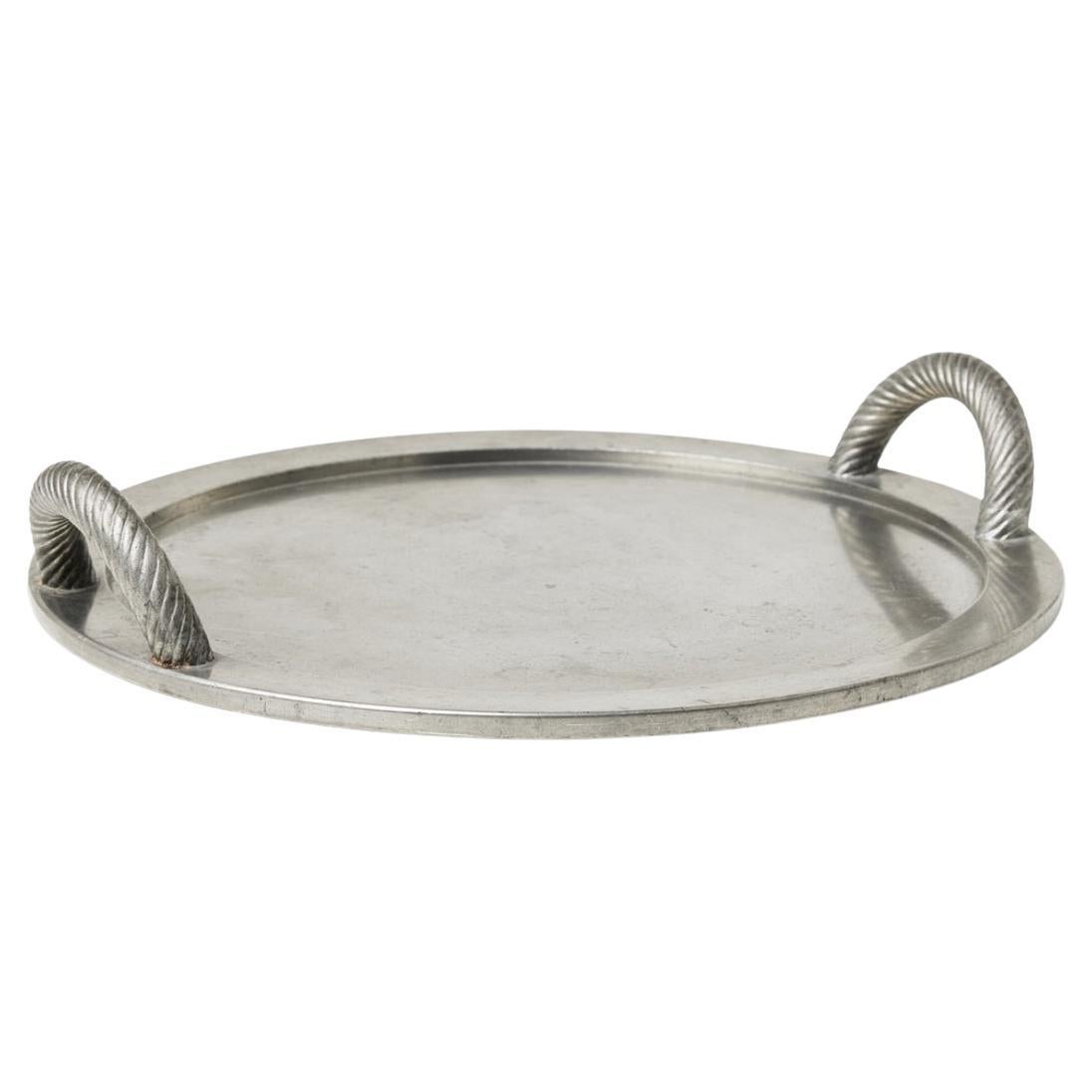 1930`s round pewter tray by Bjorn Tragardh for Svenskt Tenn