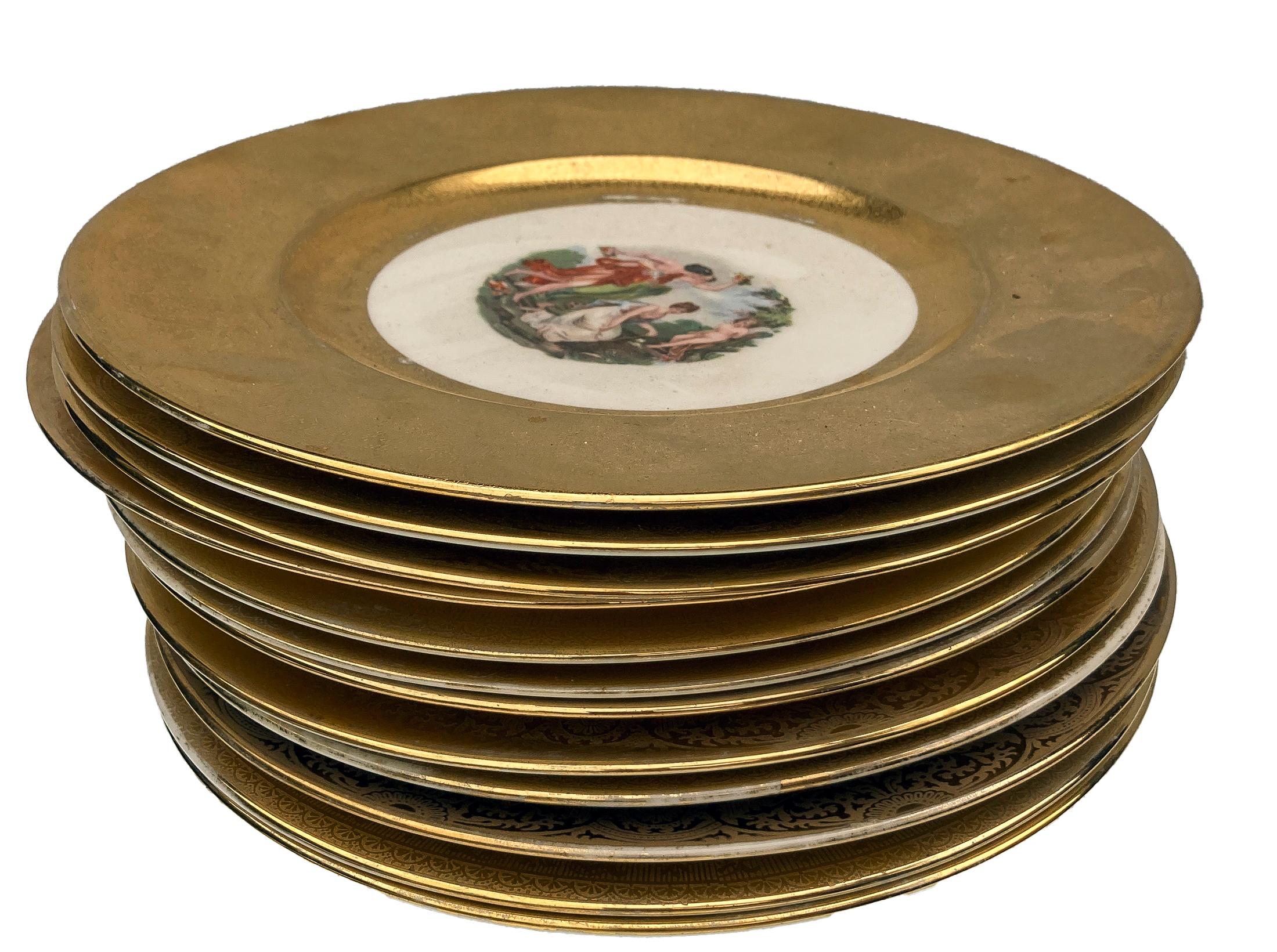 1930 Royal China Platos con borde dorado - Set de 12 Estadounidense en venta
