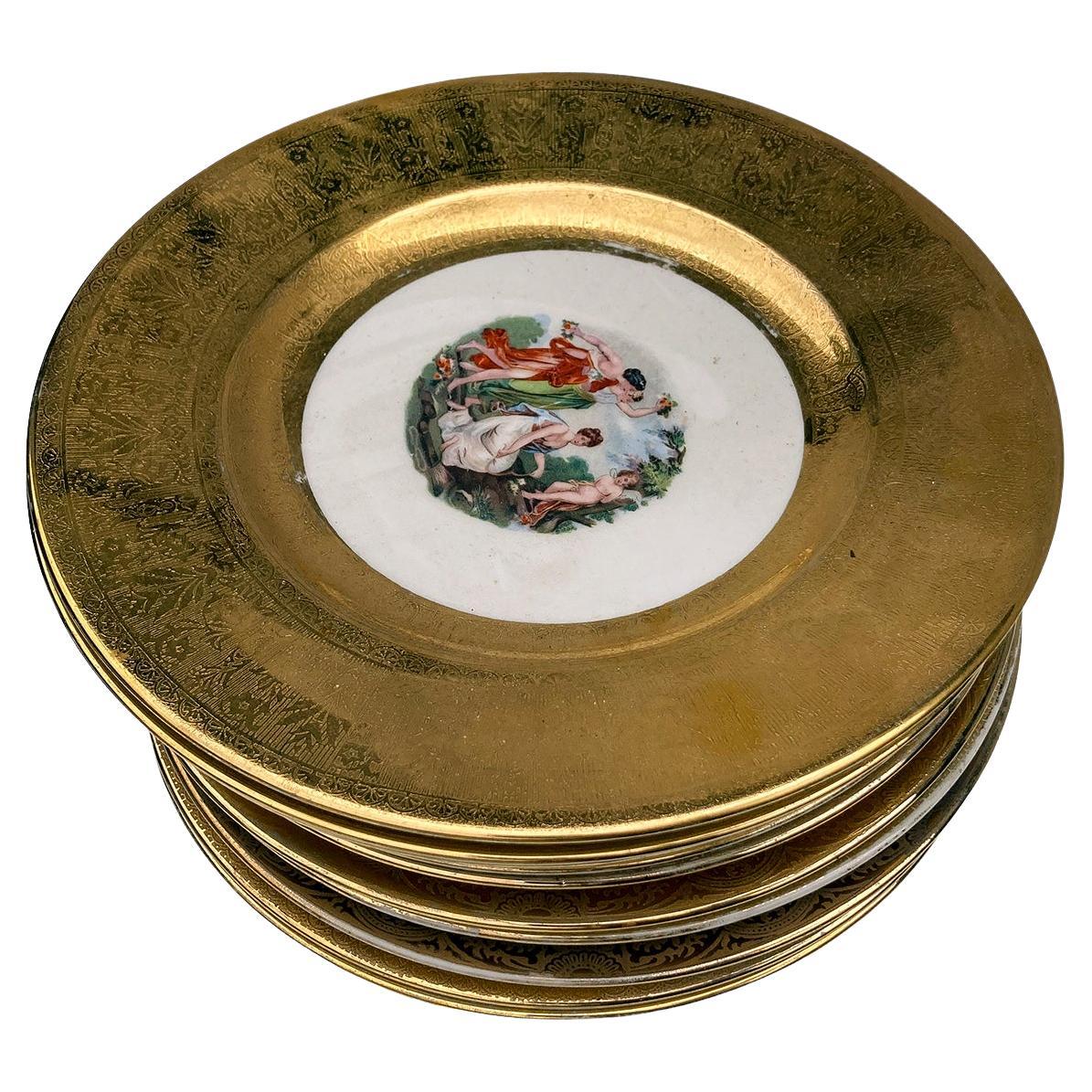 1930er Jahre Royal China Goldrandige Speiseteller - Satz von 12