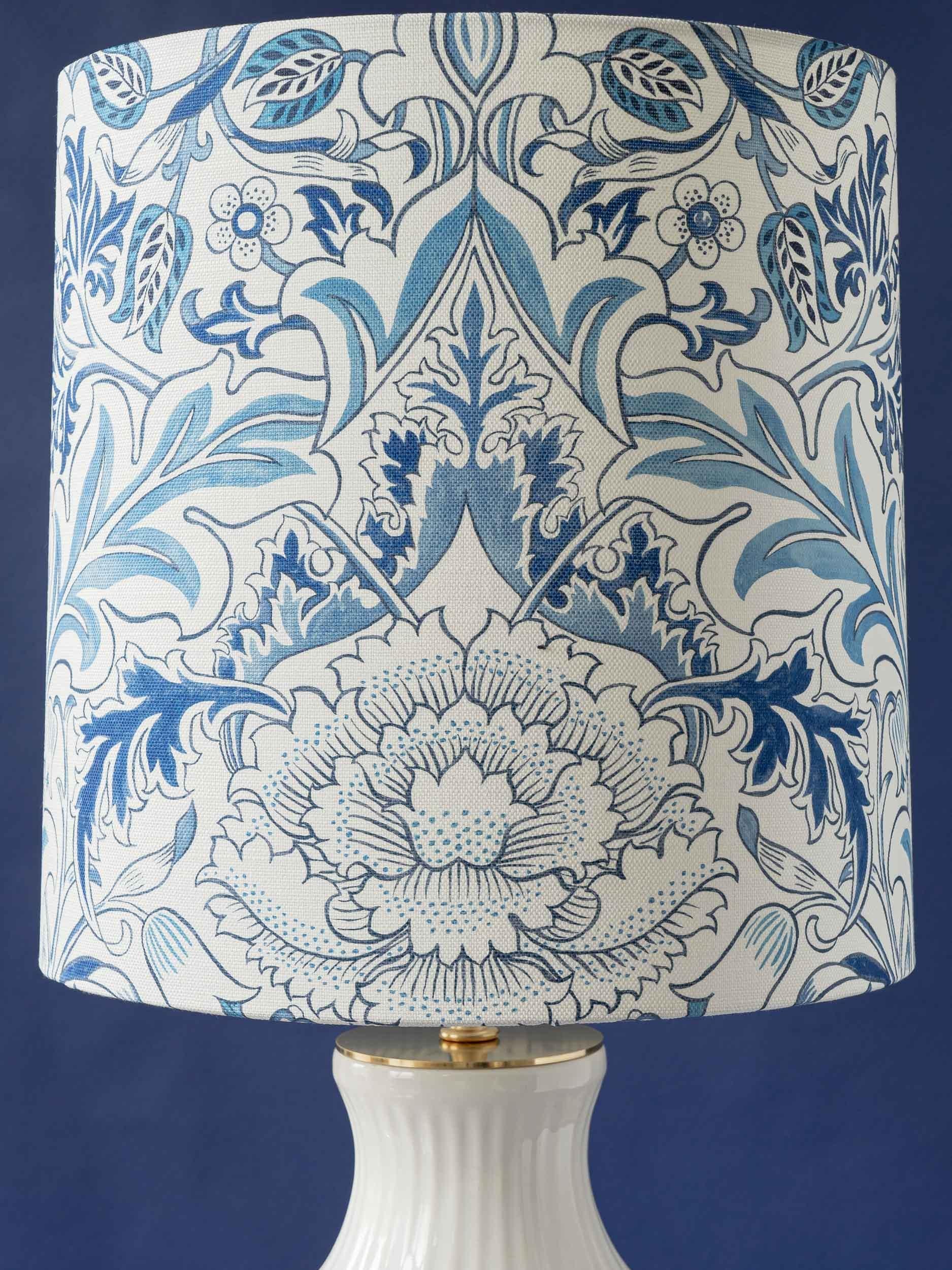 20th Century Royal Delft White Table Lamp (1930s) New William Morris Severn Shade For Sale