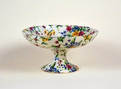 1930s Royal Winton Pedestal Tray Queen Anne Needlepoint Pattern Made in England