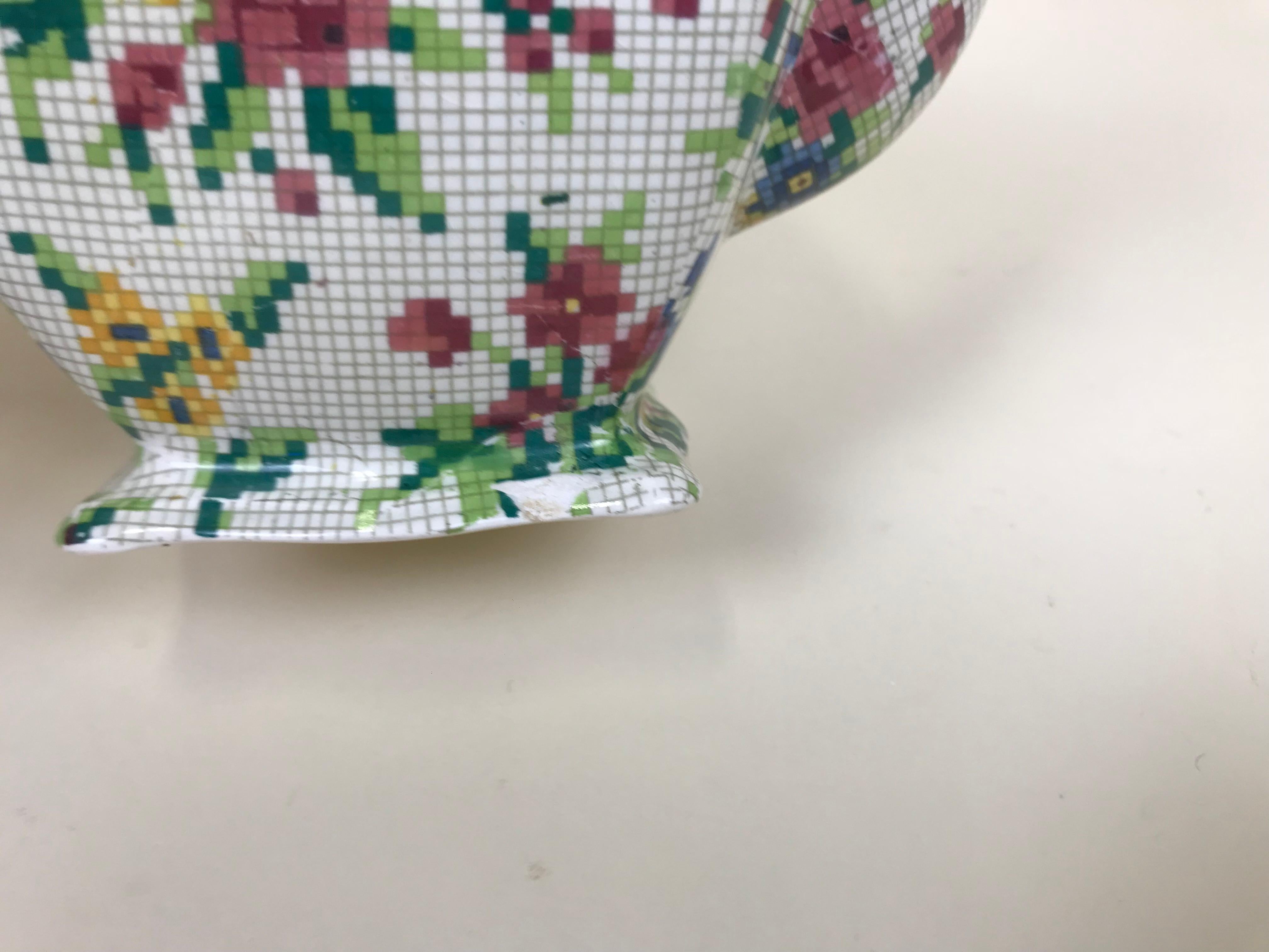 Art Deco 1930s Royal Winton Squared Teapot Queen Anne Needlepoint Pattern Made in England