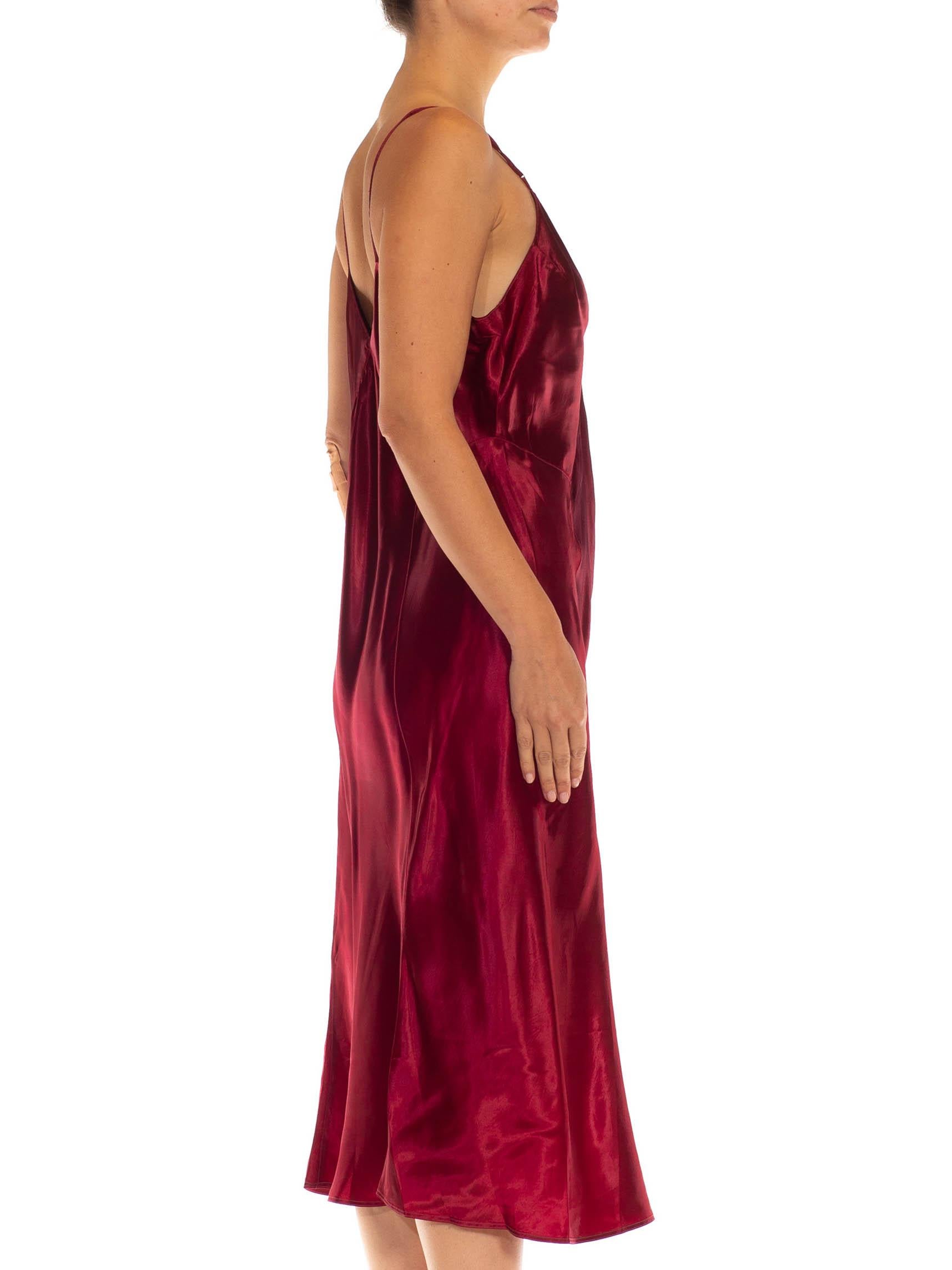 Women's 1930S Ruby Red Rayon Satin Bias Cut Slip Dress For Sale