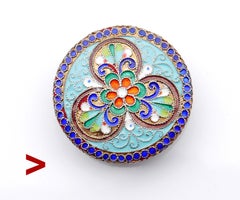 Russain Pill Waschtischschachtel 875 Silber Emaille / 32,5 gr, 1930er Jahre