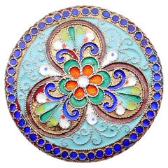1930s Russian Pill Vanity Box 875 Silver Enamel / 32gr