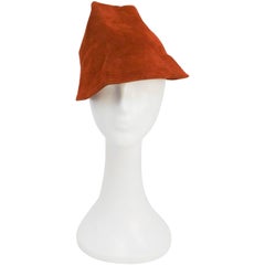 Vintage 1930s Rust Suede Robin Hood Hat
