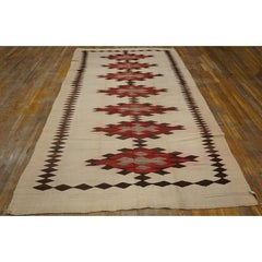 1930s Rustic Beige Field Geometric Antique American Navajo Flatweave Wool Rug