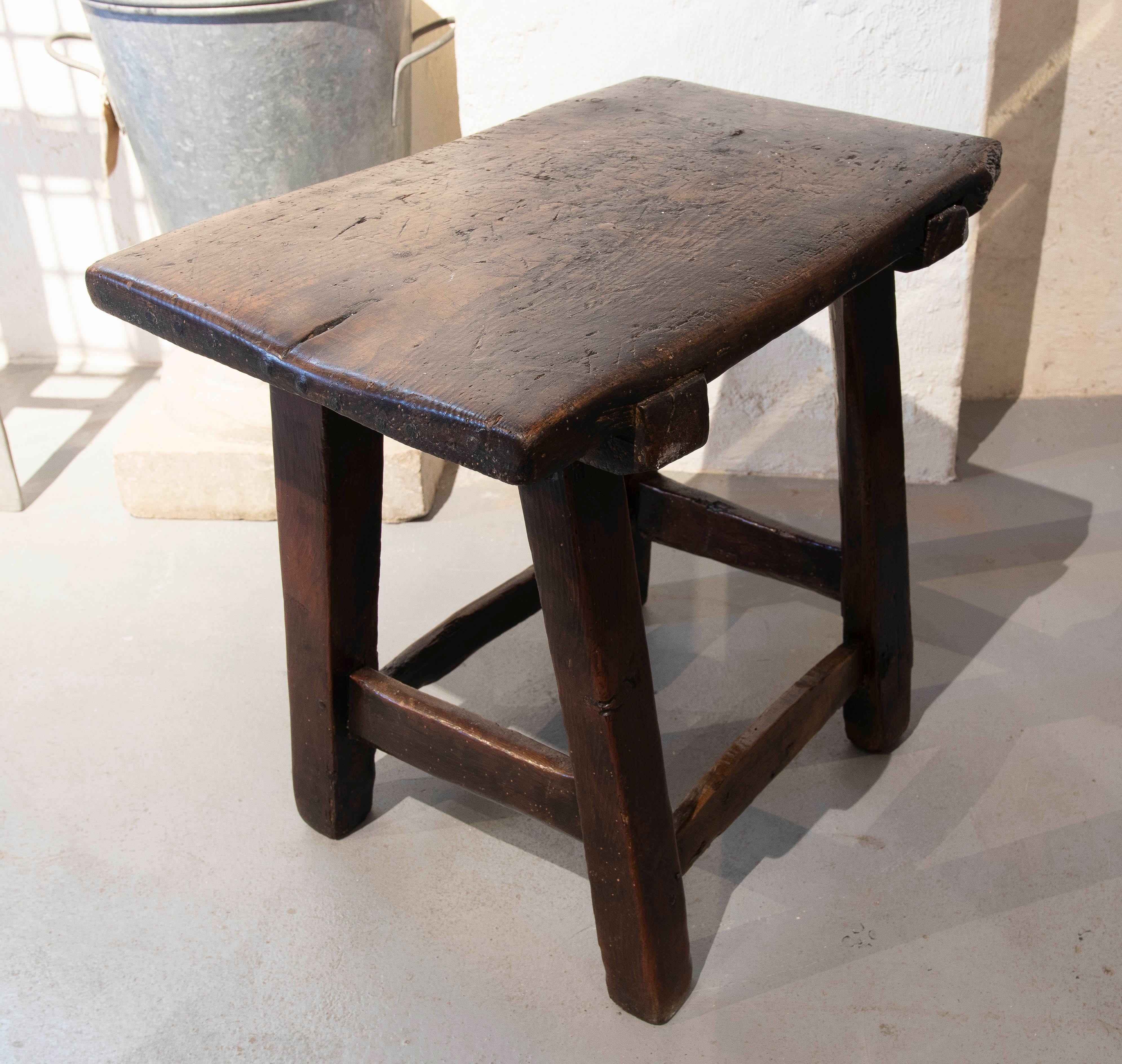 1930s Rustic Wooden Stool Table For Sale 1