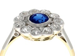 1930s Sapphire Diamond Yellow Gold Cluster Cocktail Engagement Ring