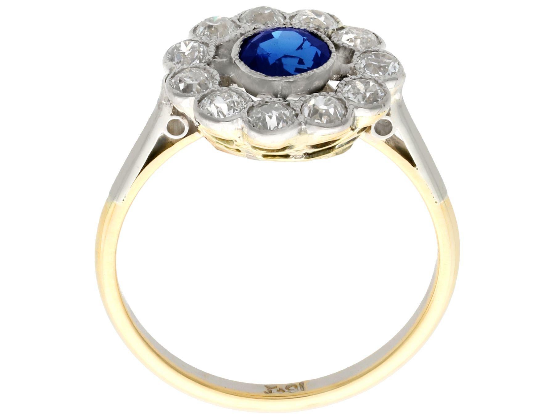 sapphire and diamond cluster ring yellow gold