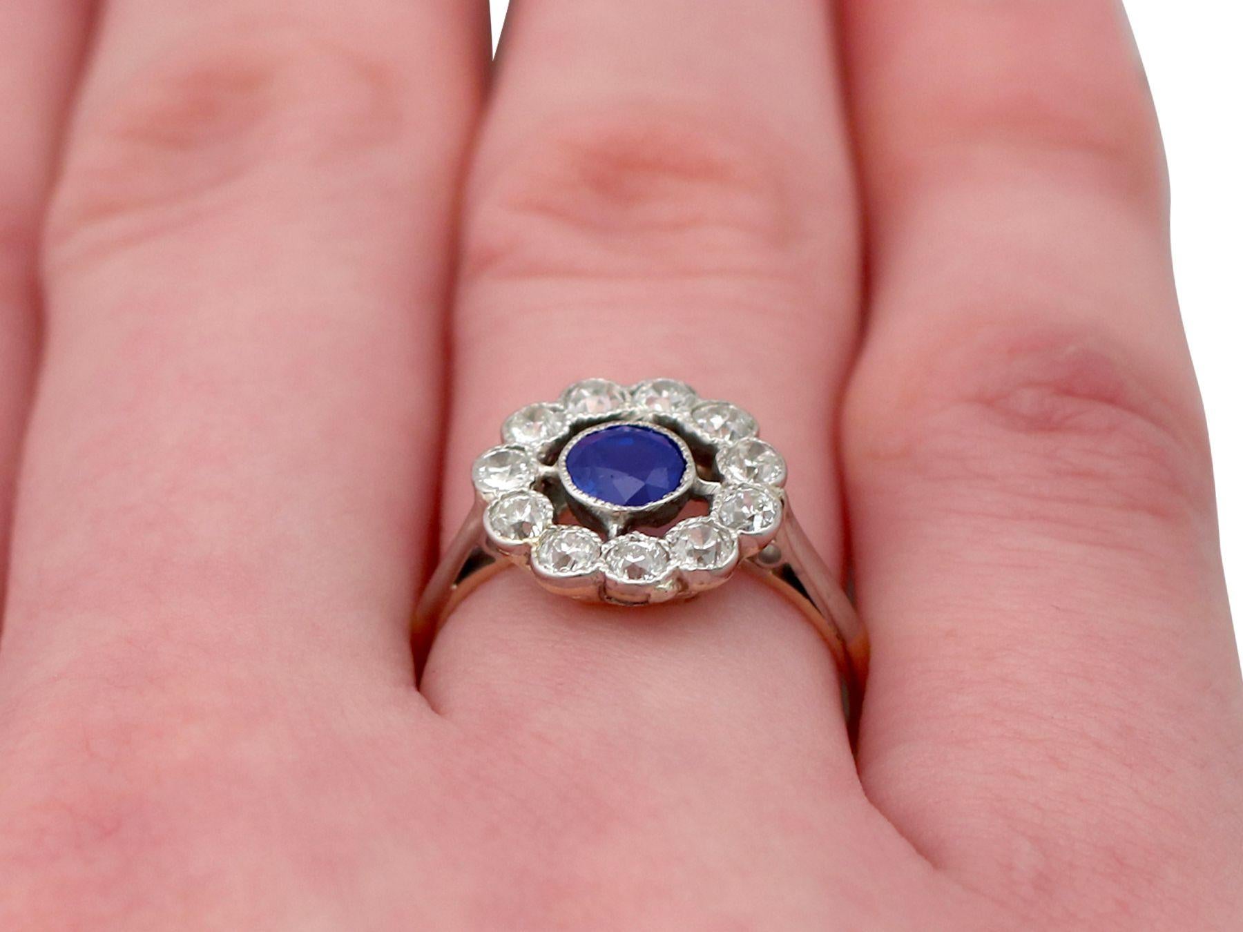 Women's or Men's 1930s Sapphire Diamond Yellow Gold Cluster Cocktail Engagement Ring