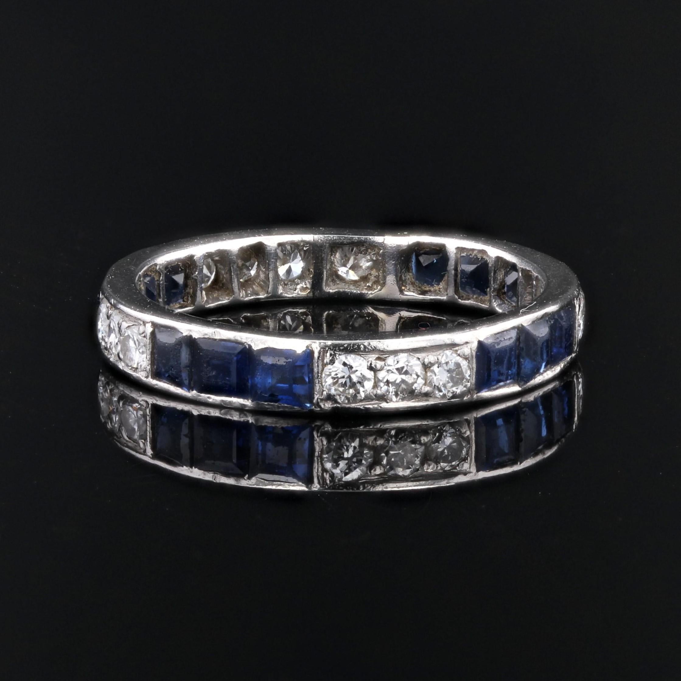 Women's 1930s Sapphire Diamonds Platinum Art Deco Wedding Ring For Sale