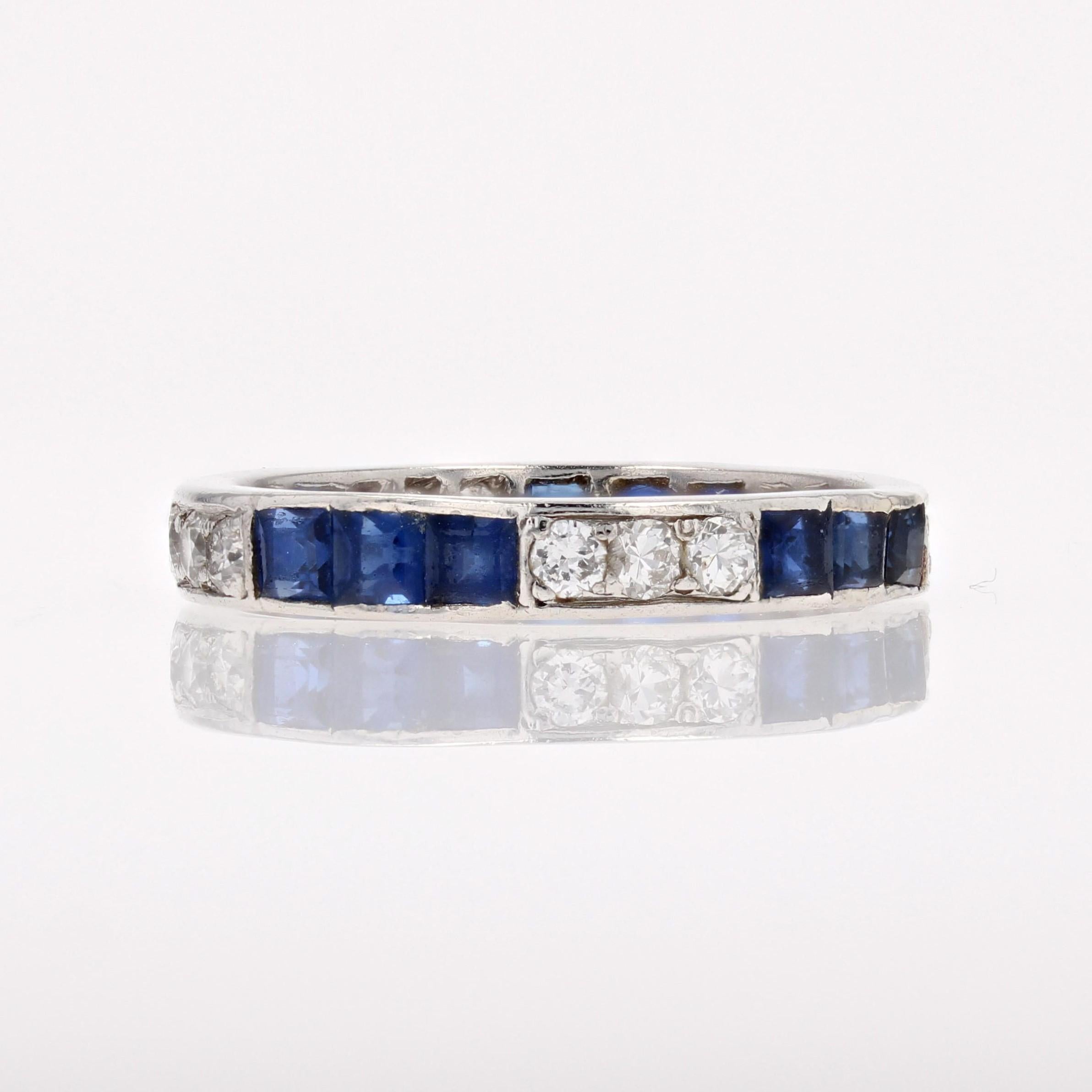 1930s Sapphire Diamonds Platinum Art Deco Wedding Ring For Sale 1