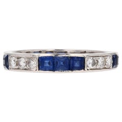 1930s Sapphire Diamonds Platinum Art Deco Wedding Ring