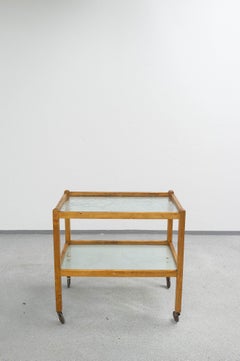 1930s Scandinavian Drink Cart with Acid Etched Glass