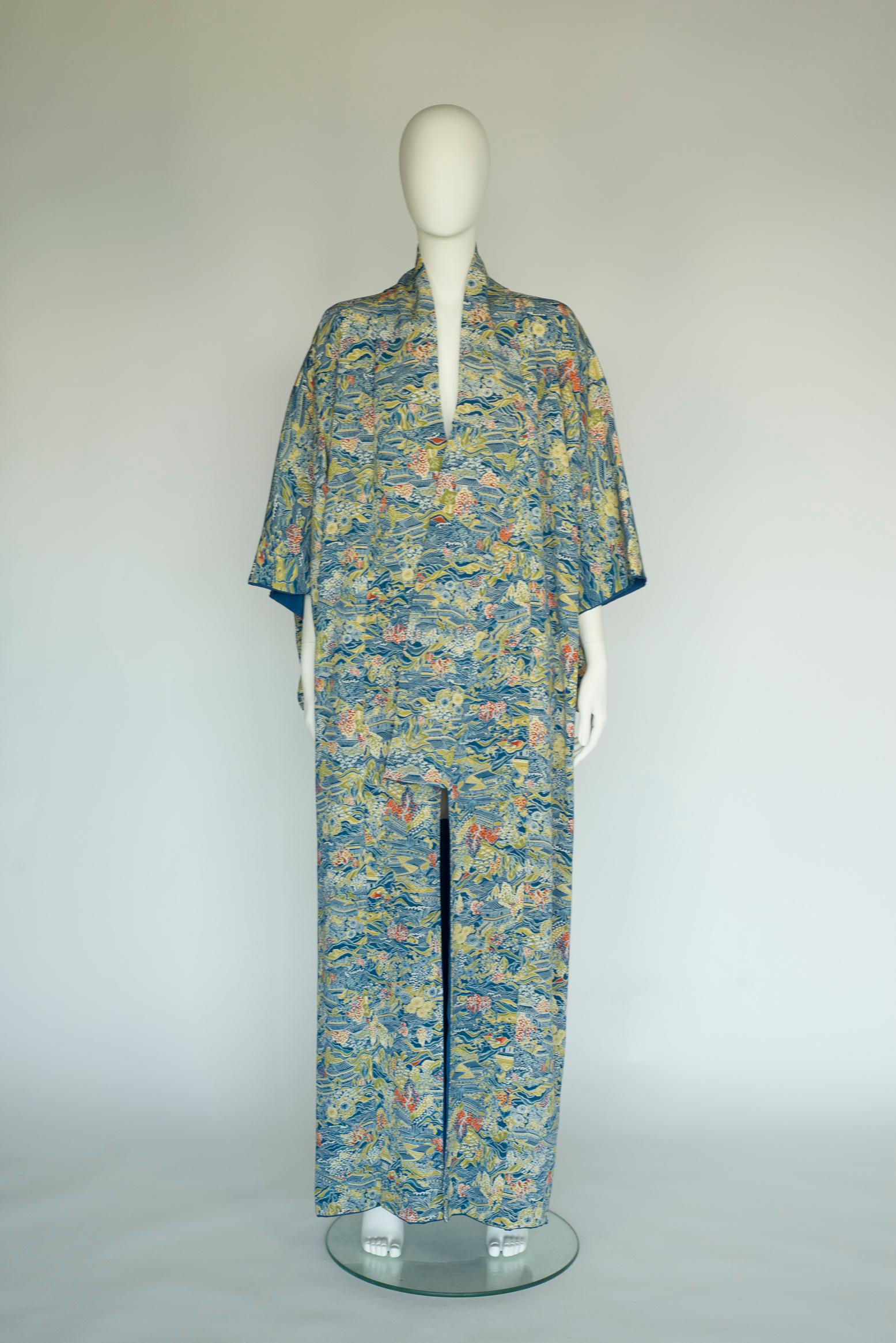Fabelhafter Seidenkimono-Mantel in Museumsqualität aus den 30er Jahren.
