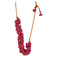 Couture 1930er SchiaparelliBaretti GalalithRoseMotivGarland CordTiedBrassNecklace