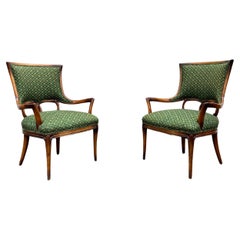 1930s Sculptural Bentwood Art Deco Green Armchairs, Set of 2