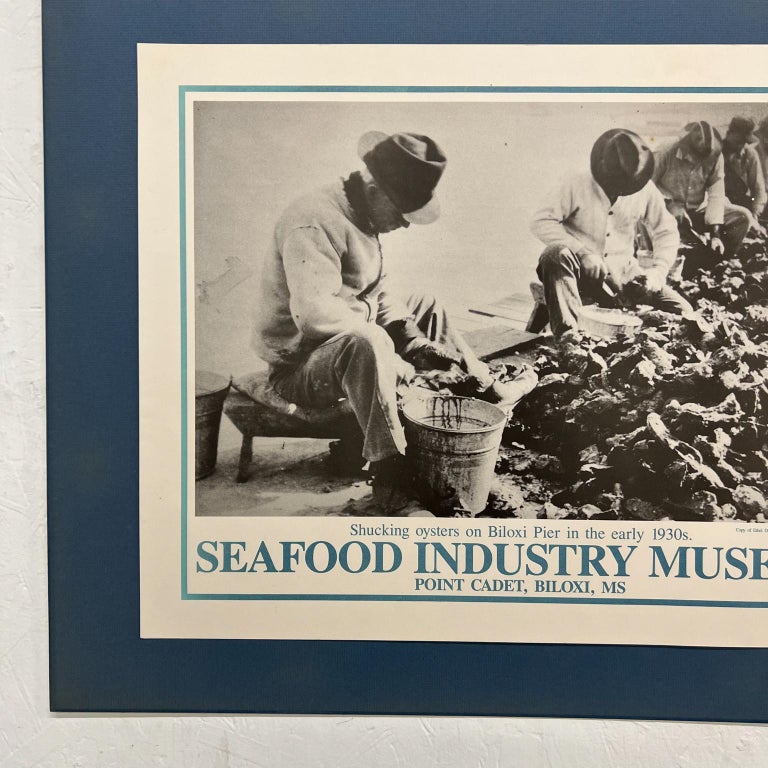 1930s Seafood Industry Museum Poster Art Shucking Oysters Biloxi Pier