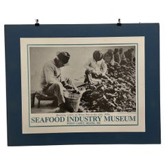 1930s Seafood Industry Museum Poster Art Shucking Oysters Biloxi Pier MS