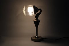 1930s Secession Brass and Glass Desk Lamp, Czechoslovakia