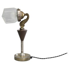 1930s Secession Brass and Glass Desk Lamp, Czechoslovakia