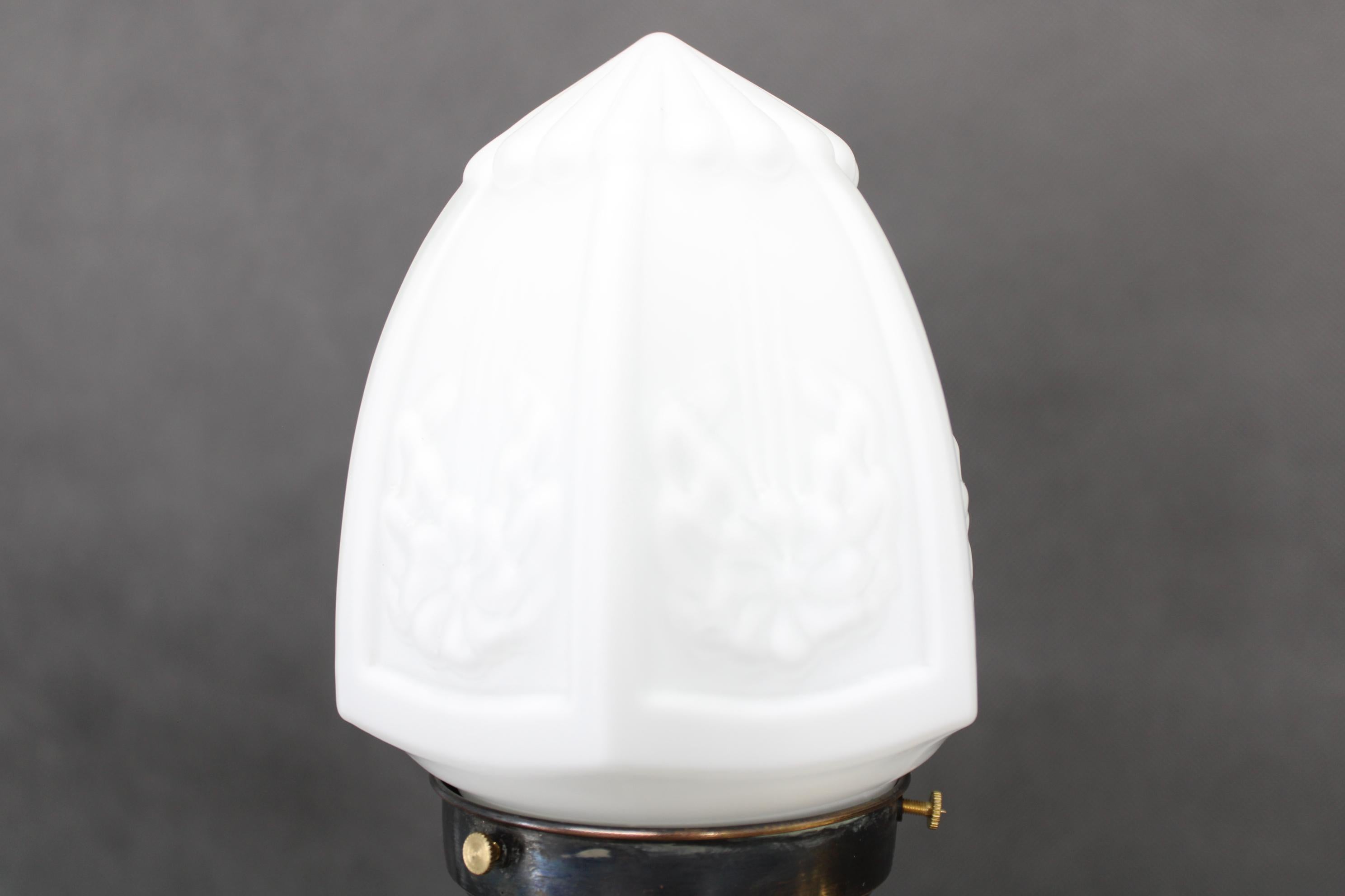 Lámpara de escritorio doble de latón y cristal de la Secesión de los años 30, Checoslovaquia Metal en venta