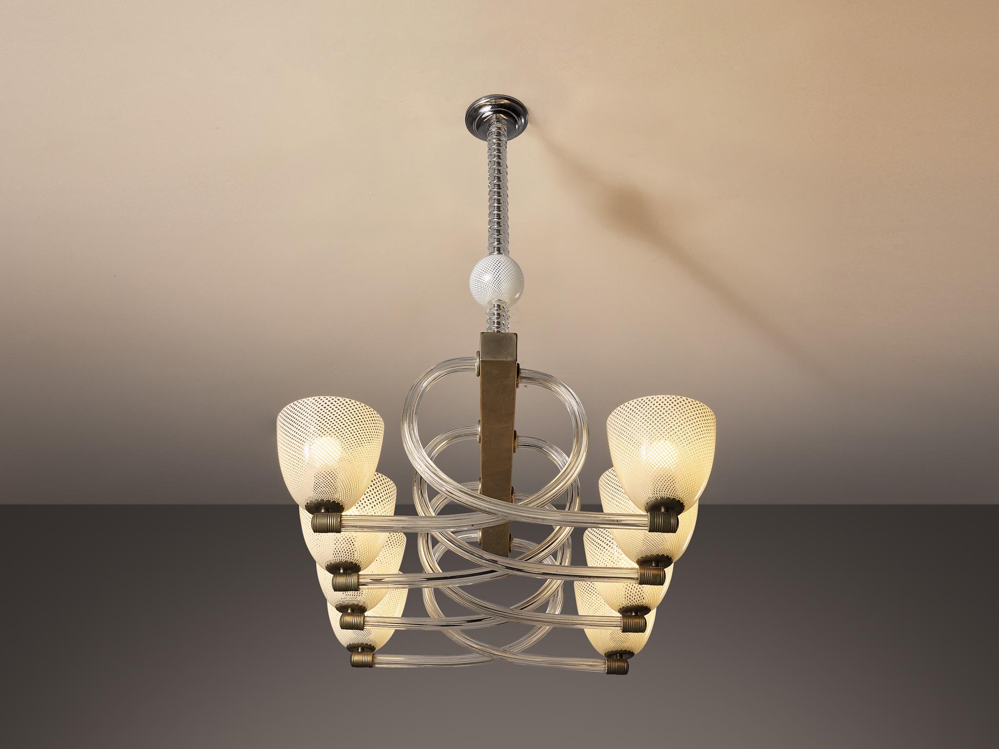 1930 Seguso Murano Gran Lámpara de Cristal de Murano Art Decó en venta
