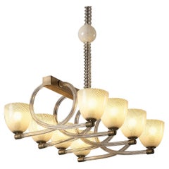 1930s Seguso Murano Grand Chandelier in Murano Glass