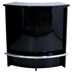 Used 1930s Semicircular French Art Deco Bar Counter in Black Lacquer