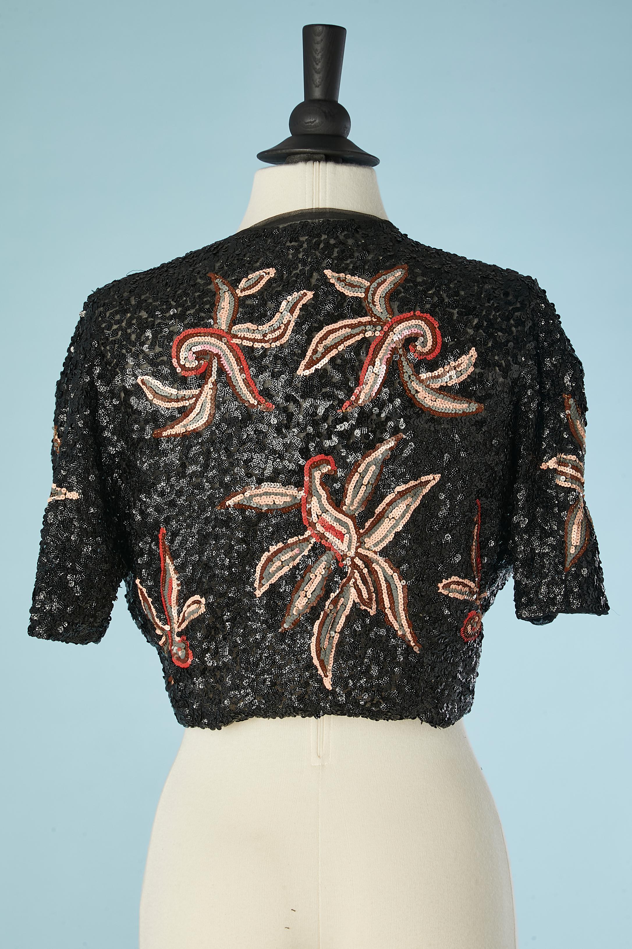 1930's sequin boléro with flower pattern For Sale 1
