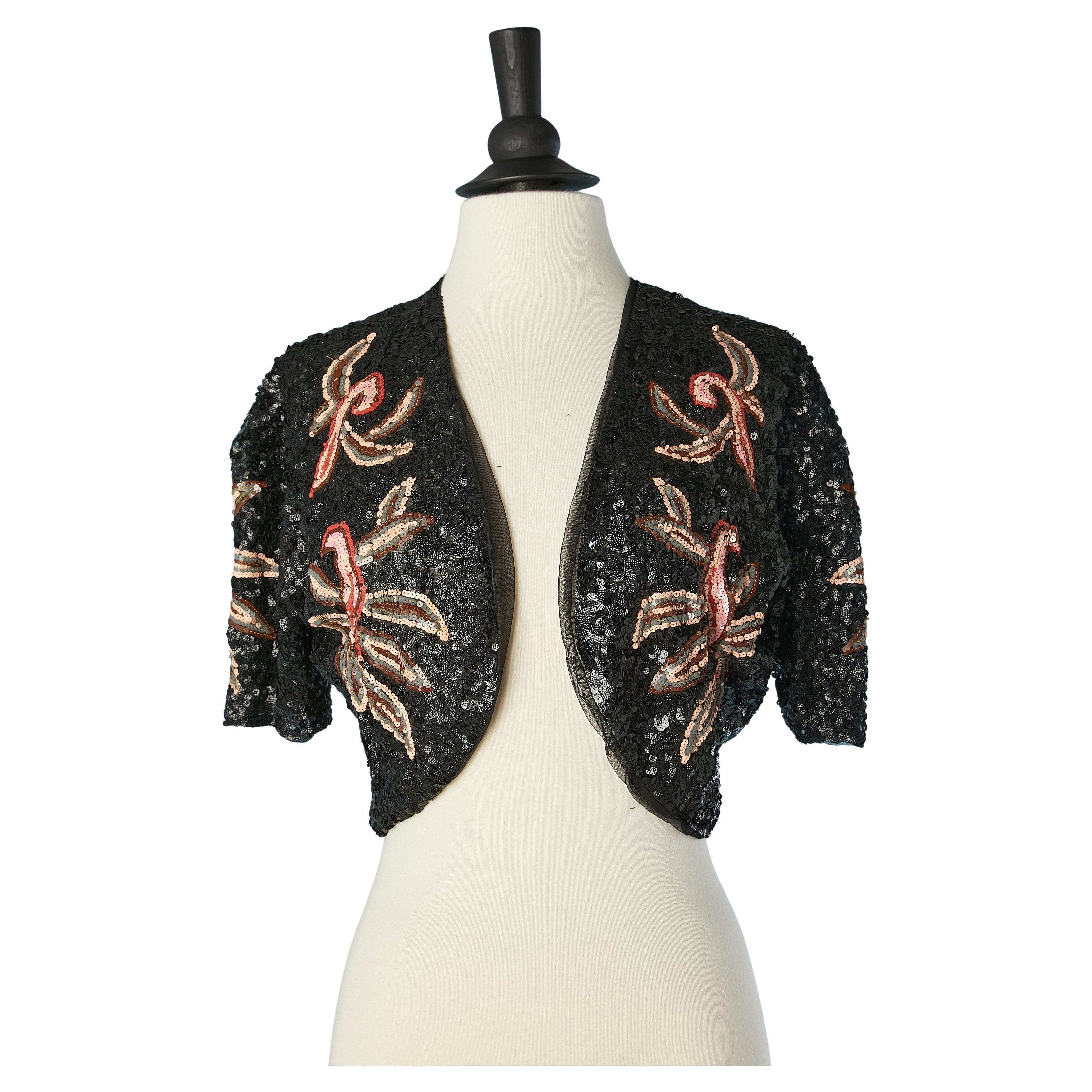 Boléro di paillettes anni '30 con motivo floreale