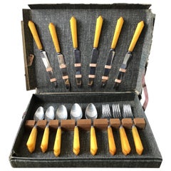 1930s Service for 6 Butterscotch Bakelite Flatware Set