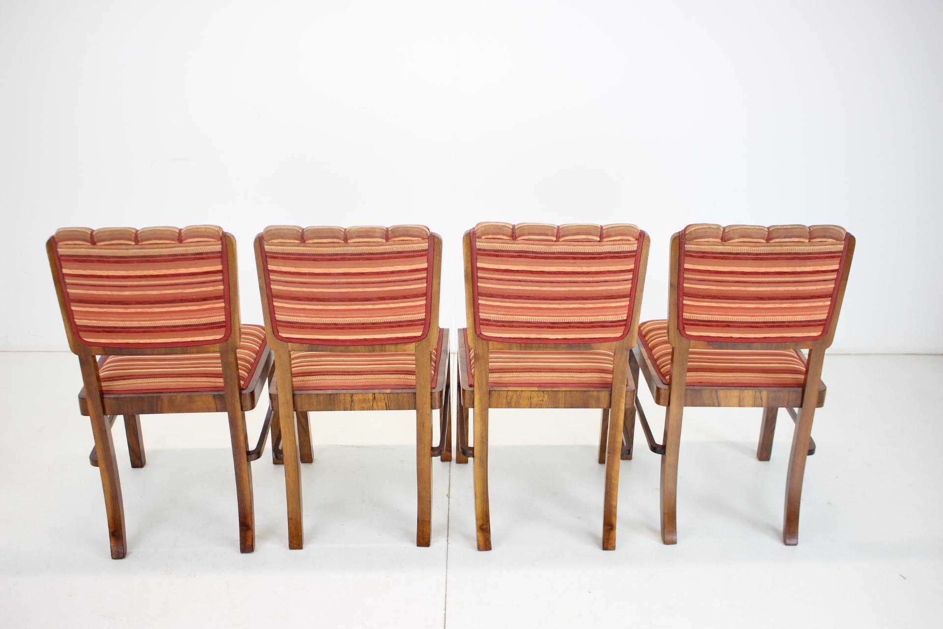 1930s Set of 4 Art Deco Dining Chairs, Czechoslovakia For Sale 11