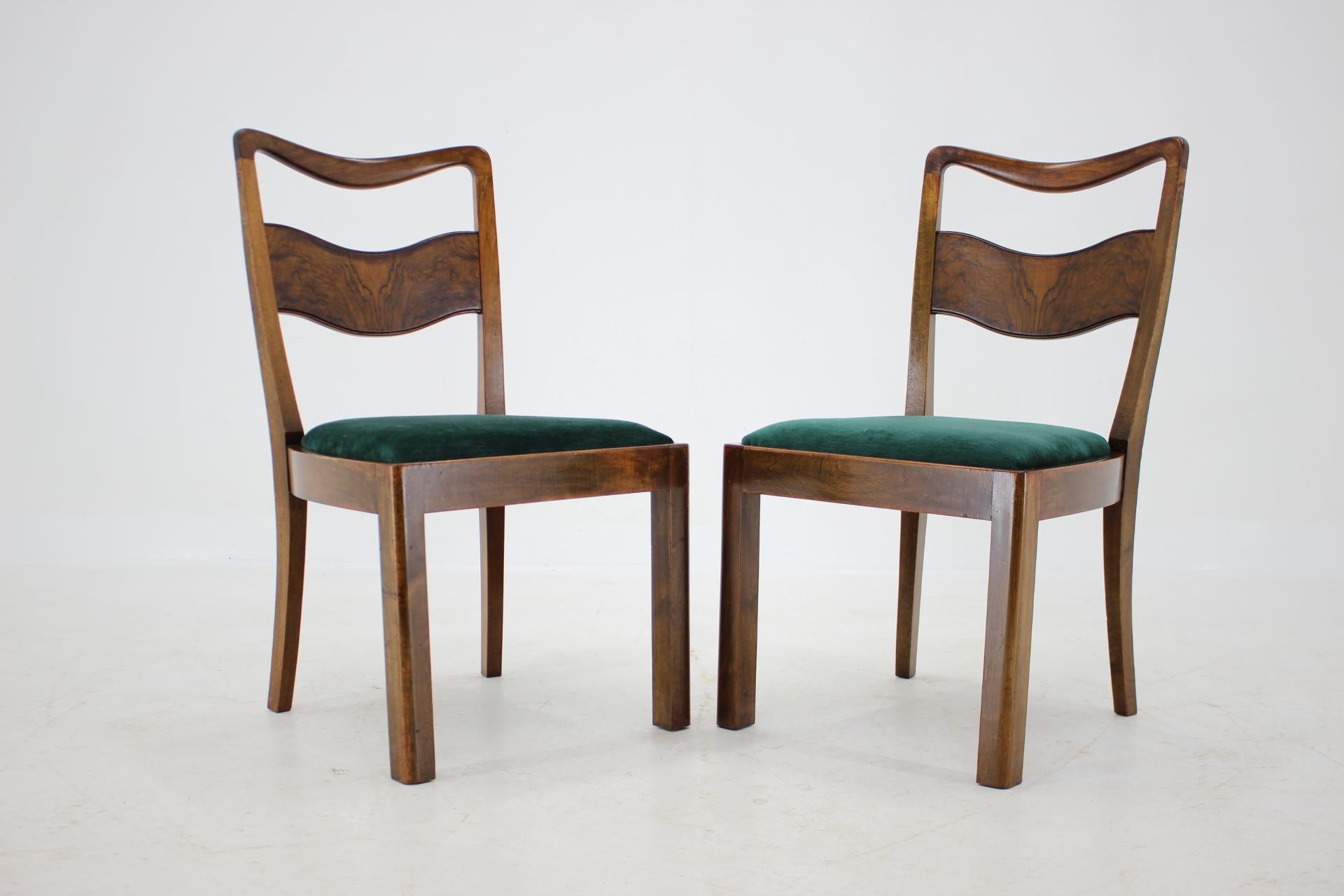 Art déco 1930s Set of 4 Art Deco Dining Chairs, Czechoslovakia en vente