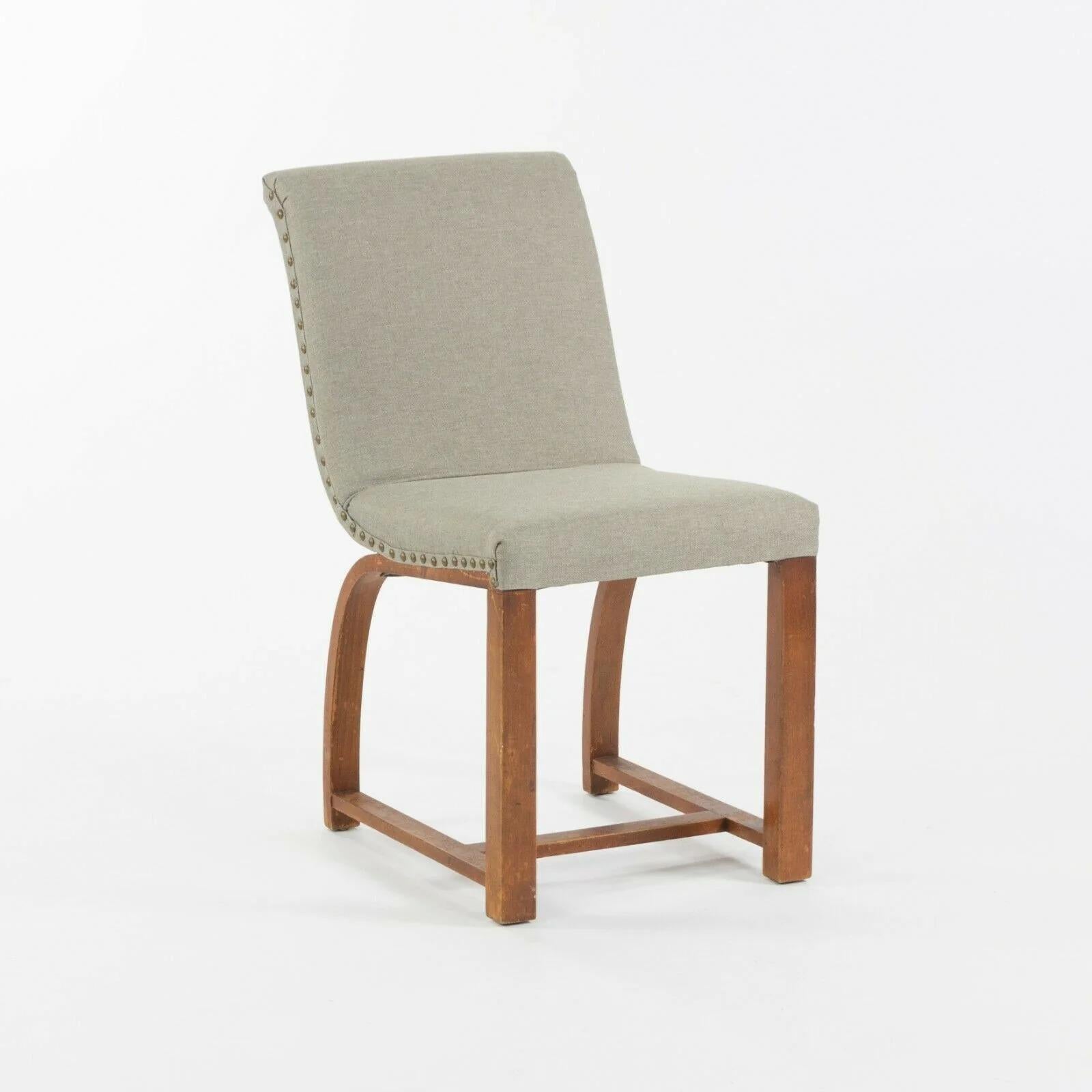 Modern 1930s Set of 4 Gilbert Rohde Dining Chairs for Heywood Wakefield in Knoll Fabric For Sale