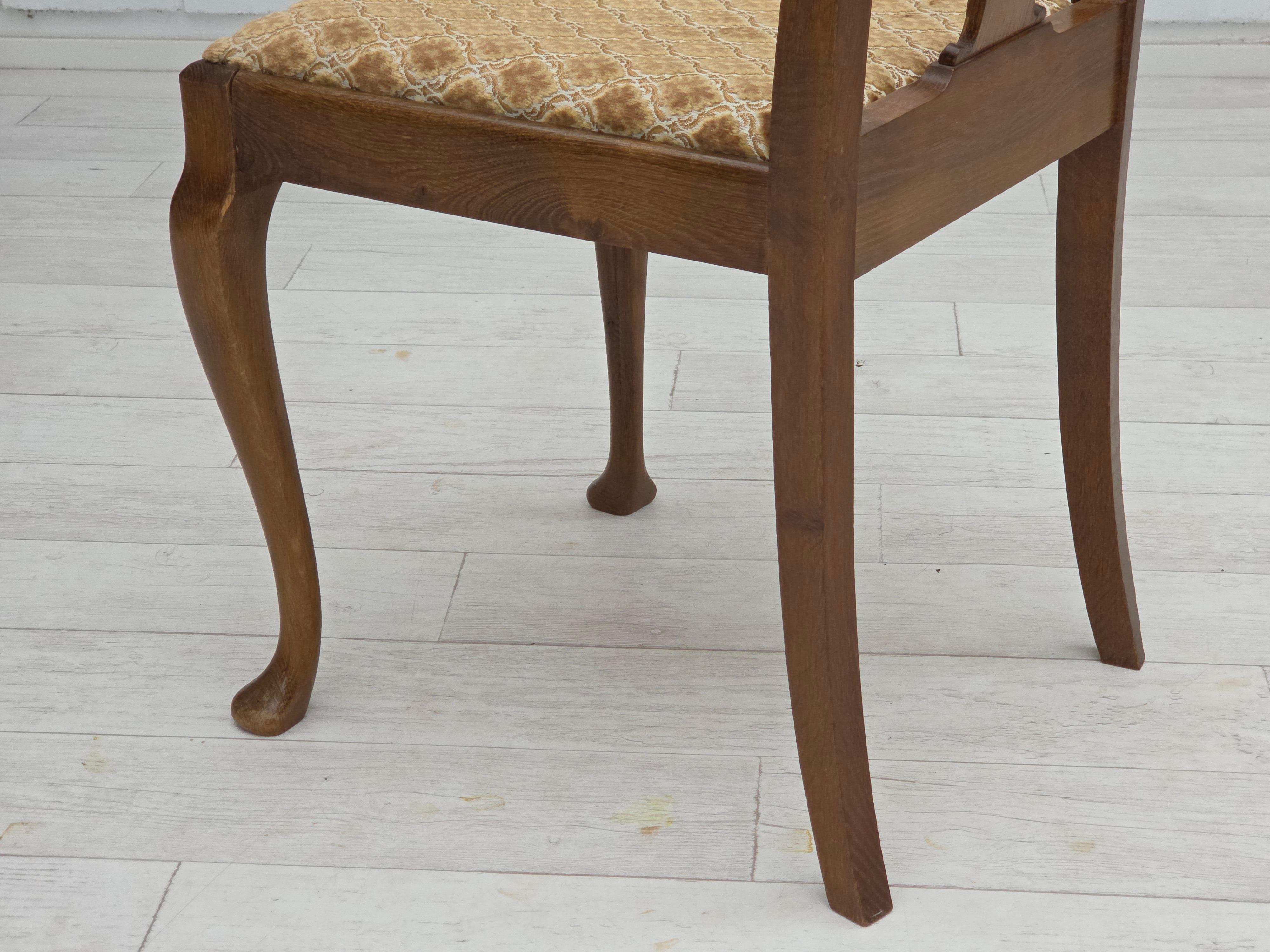 Anni '30, set di 6 sedie Wood, mobili in velluto, legno di Oak, tappezzate. in vendita 3